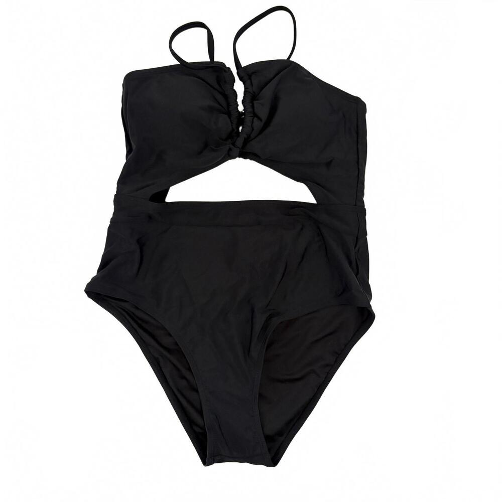 Cupshe |‎ NWT Black One Piece Open Stomach Open Back Racerback Swimsuit Size M